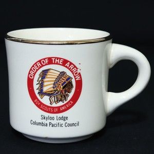 Boy Scouts VTG BSA Ceramic Mug Order of the Arrow Skyloo Lodge Indian Chief Cup